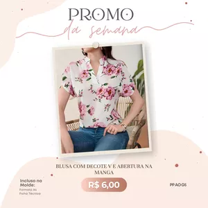Imagem de capa para o Ebook Blusa com Decote V e Abertura na Manga - Promo
