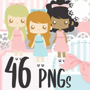 Imagem de capa para o Curso online PACK 46 ELEMENTOS - Ilustração Menina Kawaii Babados/Rendas - Para Convite, Festa, Etc!