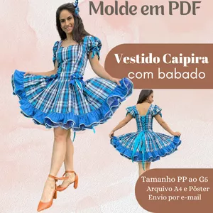 Imagem de capa para o Ebook MOLDE EM PDF VESTIDO CAIPIRA COM BABADO 