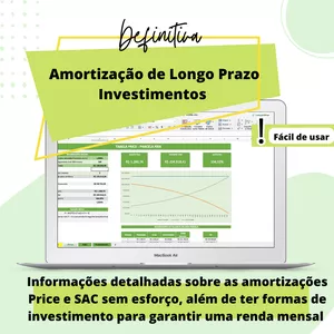 Imagem de Planilha de Excel – Amortização de Longo Prazo e Investimentos criado por Alex Barros - Materiais que ajudam no dia a dia na hotmart