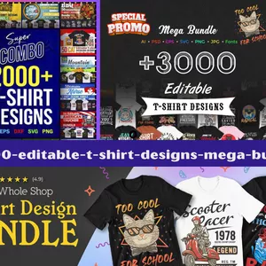 Cover image for Online course 5000+ EDITABLE T-SHIRT DESIGNS MEGA BUNDLE