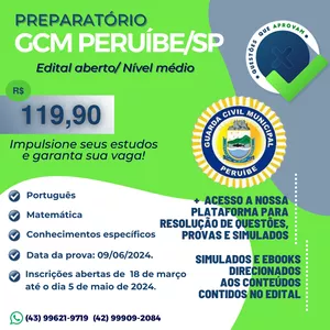 Imagem de capa para o Ebook Preparatório GCM Peruíbe/SP