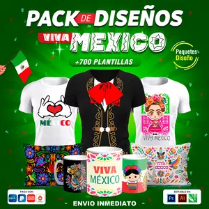 Imagen de portada para Curso online PACK DE PLANTILLAS PARA SUBLIMACION VIVA MEXICO