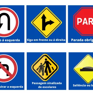 Imagem de capa para o Ebook Jogo da Memória. Tema. Sinais de Trânsito 