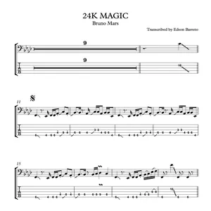 Main image of product 24K MAGIC (Bruno Mars) Bass Score & Tab Lesson