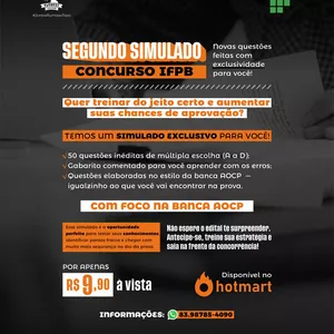 Imagem de capa para o Curso online PRIMEIRO SIMULADO PÓS EDITAL - IFPB 2025. (ASSISTENTE ADMINISTRATIVO)