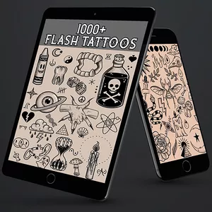 Imagem de capa para o Ebook 1000+ FLASH TATTOOS IDEAS
