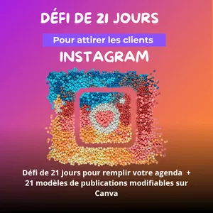 Image de couverture pour le Ebook Défi 21 Jours pour Remplir Votre Agenda (Sans Dépenser un Centime en Publicité !) + 21 Modèles de Publications Modifiables sur Canva