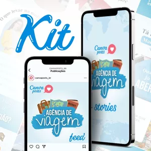 Imagem de capa para o Curso online Canva Posts - AGÊNCIA DE VIAGEM- Kit Feed e Stories 220 Templates