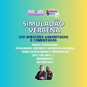 Imagem de capa para o Ebook SIMULADÃO VERBENA: 450 QUESTÕES GABARITADAS E COMENTADAS [PDF] - PREPARANDO PARA AS PROVAS DE CIDADE OCIDENTAL - GO E VALPARAÍSO - GO.