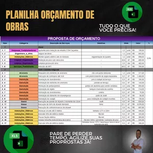 Imagem de Planilha de Orçamento de Obras criado por Grupo Firenze na hotmart