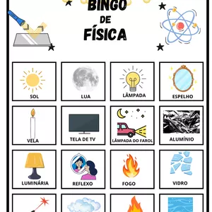 Imagem de capa para o Ebook BINGO DAS FONTES DE LUZ- BINGO DE FÍSICA)