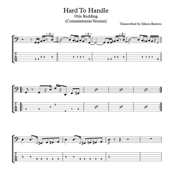 Hard To Handle Otis Redding Commitments Version Bass Score