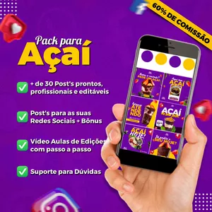 Imagem do curso Pacote +30 Artes Feed Organizado para Açaí - Pack Canva