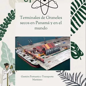 Imagen de portada para Ebook "Gestión de Terminales de Graneles Secos en Panamá y el Mundo" La guía definitiva sobre infraestructura portuaria y comercio marítimo global.