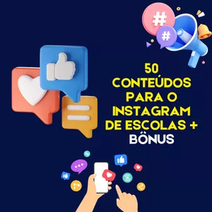 Imagem de capa para o Ebook 50 Conteúdos para o Instagram de Escolas + Bônus