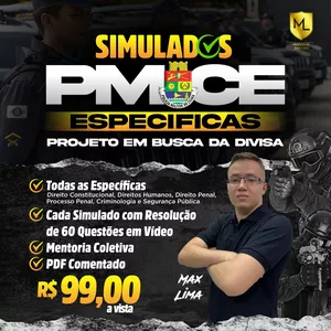 Imagem de capa para o Curso online Curso Policia Militar CE - PMCE ( Em Busca Da Divisa ) : SIMULADOS ESPECÍFICAS COMENTADOS EM VÍDEO 