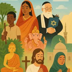 Imagem de capa para o Ebook Caminhos da Fé: Uma Introdução às Grandes Religiões do Mundo
