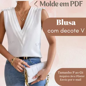 Imagem de capa para o Ebook MOLDE EM PDF BLUSA COM DECOTE V 