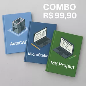 Imagem de capa para o Ebook 📘 Combo de Apostilas: AutoCAD, MicroStation e MS Project 