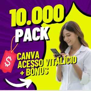 Imagem de capa para o Ebook Pack Canva Premium 10.000 + 1.000 de Bônus Templantes  editável.