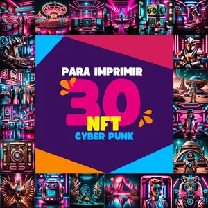 Imagem de capa para o Ebook 30 imagens NFT CyberPunk pra você imprimir