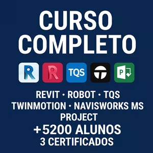 Imagem de capa para o Curso online CURSO COMPLETO - REVIT ESTRUTURAL - ARQUITETURA - ELÉTRICA E HIDRÁULICA + ROBOT ESTRUTURAL + BÔNUS