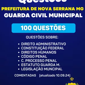 Imagem de capa para o Ebook PDF SIMULADO GCM NOVA SERRANA 2024