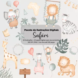 Imagem de capa para o Curso online Kit Digital Safári (Pacote de ilustrações)