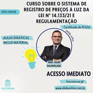 Imagem de capa para o Curso online Curso sobre o Sistema de Registro de Preços à luz da Lei nº 14.133/21