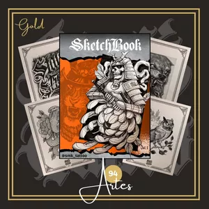 Imagem de Sketchbook SMK Tattoo - Edição Gold 88 Artes  criado por Samuel Batista Teles na hotmart