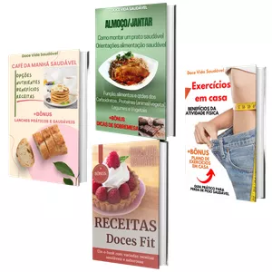 Imagem de capa para o Ebook Guia Nutricional - Exercícios - Alimentação e Receitas Saudáveis + Doces Fit