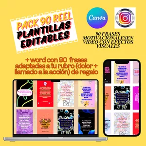 Imagen de portada para Ebook 90 PLANTILLAS PARA REEL EDITABLES EN CANVA + REGALO