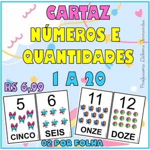 Imagem de capa para o Ebook CARTAZ NÚMEROS E QUANTIDADES 1 A 20