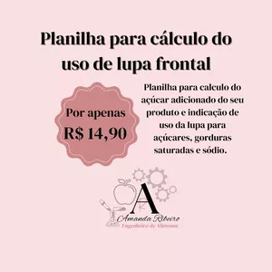 Imagem de capa para o Curso online Planilha de cálculo para uso da lupa frontal em rótulos de alimentos
