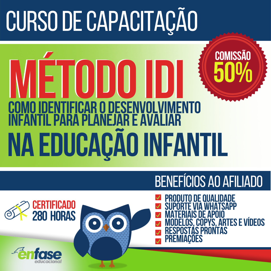 Imagem do curso (Cód 17) Método IDI: Como identificar o desenvolvimento infantil para planejar as suas aulas em diferentes abordagens