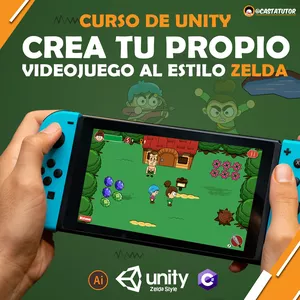 Imagen de portada para Curso online Curso de Unity crea tu propio videojuego Top Down RPG 2D al estilo Zelda 