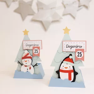 Imagem principal do produto Caixa árvore com pinguim e boneco de neve