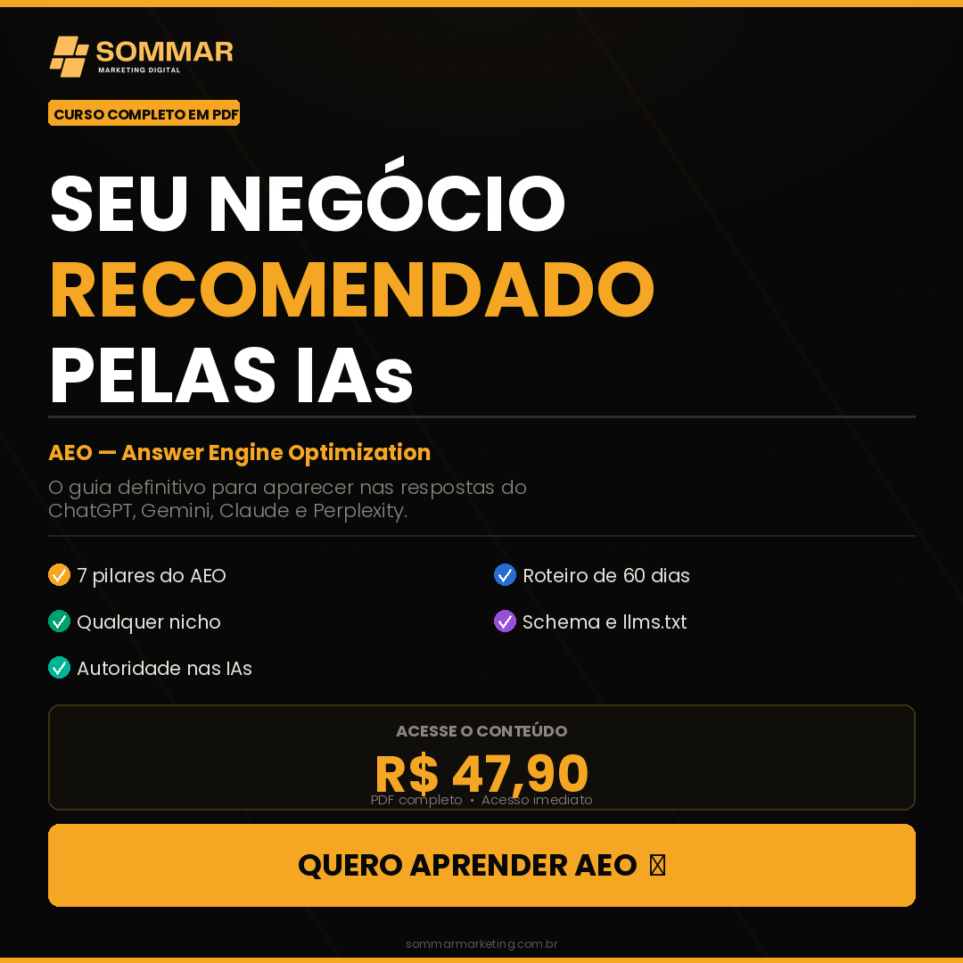 Imagem do curso Guia Prático para fazer o seu negócio ser indicado pelas IAs (ChatGpt, Gemini, Perplexity, Claude, etc)