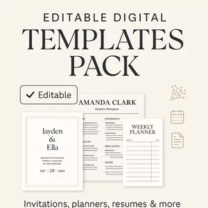 Cover image for Ebook Editable Digital Templates Pack