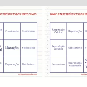 Imagem de capa para o Ebook BINGO CARACTERÍSTICAS DOS SERES VIVOS - CIÊNCIAS