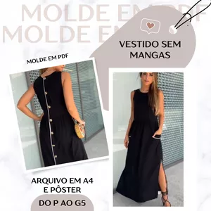 Imagem de capa para o Ebook Molde em PDF - Vestido sem Mangas
