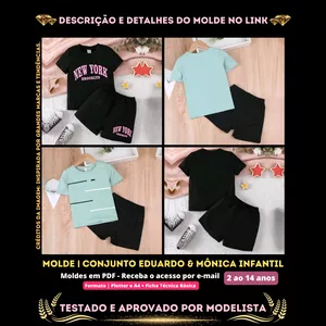 Imagem de capa para o Curso online ⭕❌[Molde em PDF] - Conjunto Eduardo &amp; Mônica Infantil [Unissex]. ID 3251073 [2 ao 14 anos]✨