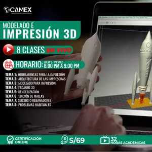 Imagen de portada para Curso online CURSO DE MODELADO E IMPRESION 3D 