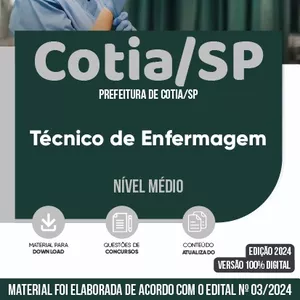 Imagem de capa para o Ebook Apostila Prefeitura de Cotia/SP 2024 - Técnico de Enfermagem