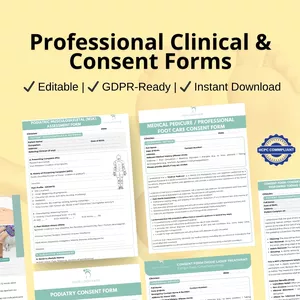 Cover image for Online course UK Podiatry Pro Pack – 17 Editable Consent Forms | HCPC &amp; GDPR Compliant