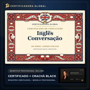 🔥 BOLSA 100% [APLICADA] - [MATRÍCULA] CURSO DE FORMAÇÃO EM INGLÊS CONVERSAÇÃO - ACESSO VITALÍCIO - CRACHÁ BLACK + REGISTRO - CASHBACK R$ 25 - BÔNUS APOSTILA EXTRA - CG
