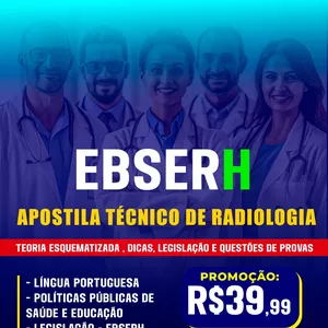 Imagem de capa para o Ebook APOSTILA EBSERH TÉCNICO RADIOLOGIA 2026