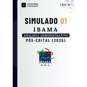 Imagem de capa para o Ebook 05 Simulados Comentados IBAMA - Analista Administrativo (Pós edital 2025)