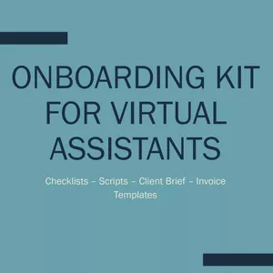 Cover image for Ebook ONBOARDING KIT FOR VIRTUAL ASSISTANTS Checklists – Scripts – Client Brief – Invoice Templates